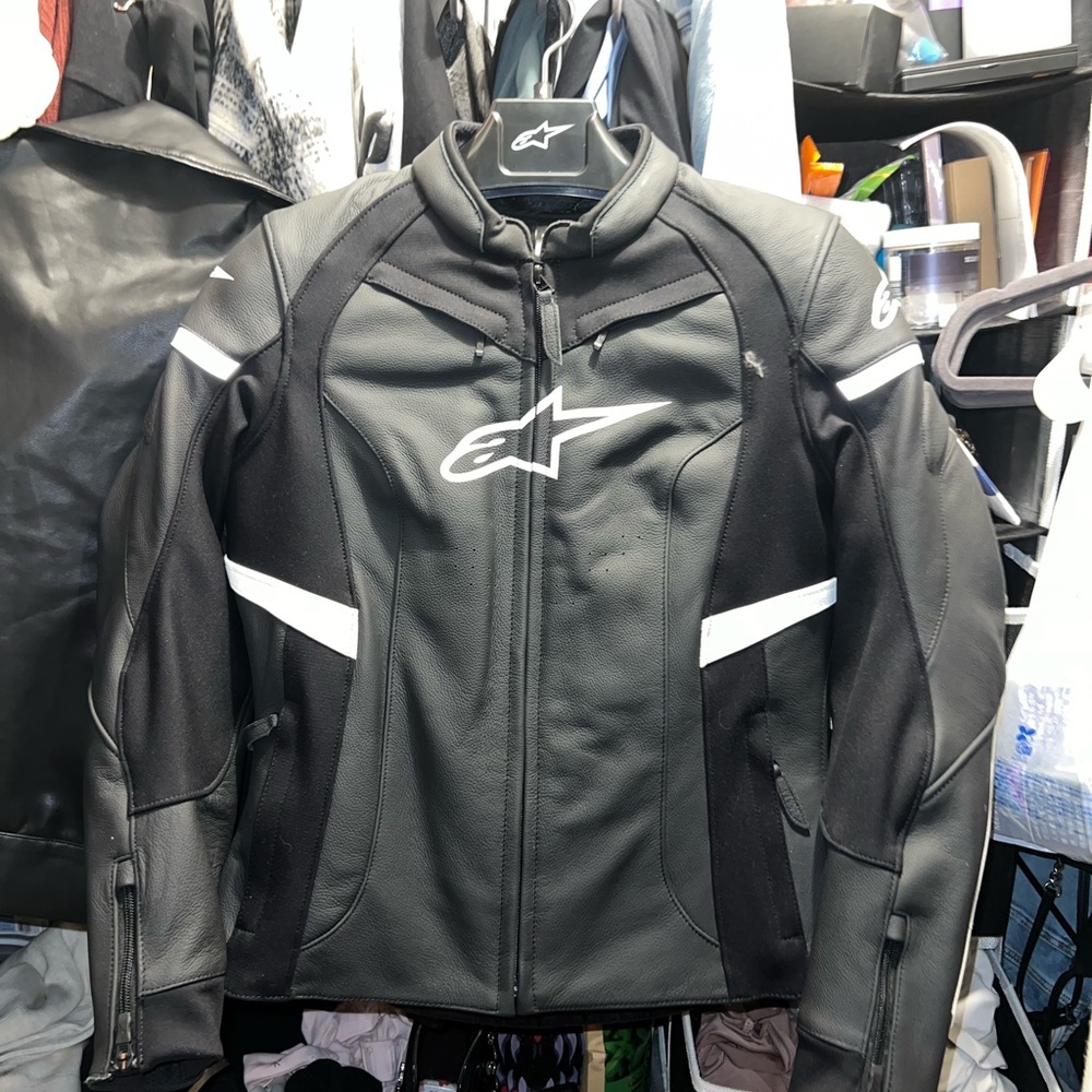 Alpinestars Black Leather Jacket with Quilted Details